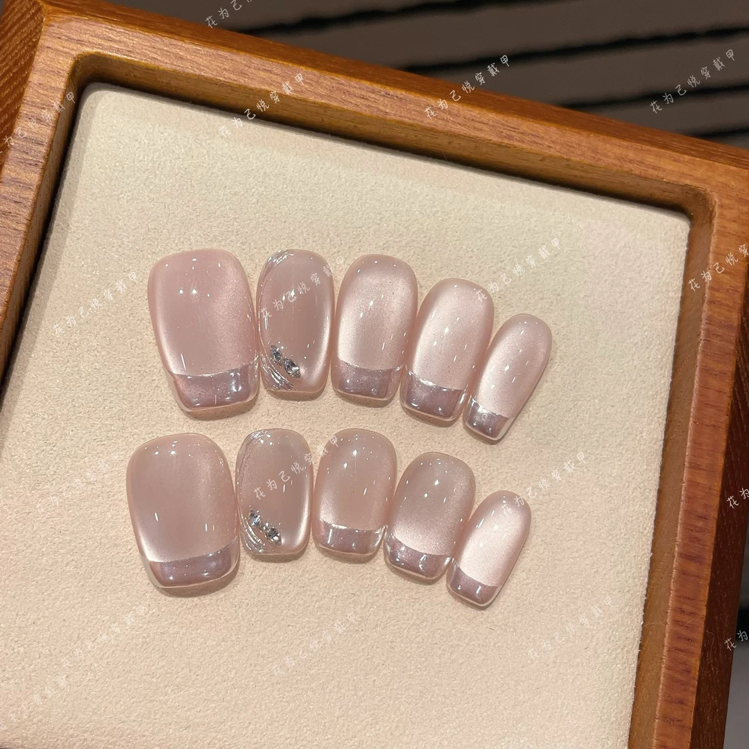 【彩色魔镜】纯手工穿戴甲穿戴式光疗甲冰透渐变流行纯欲四季流行