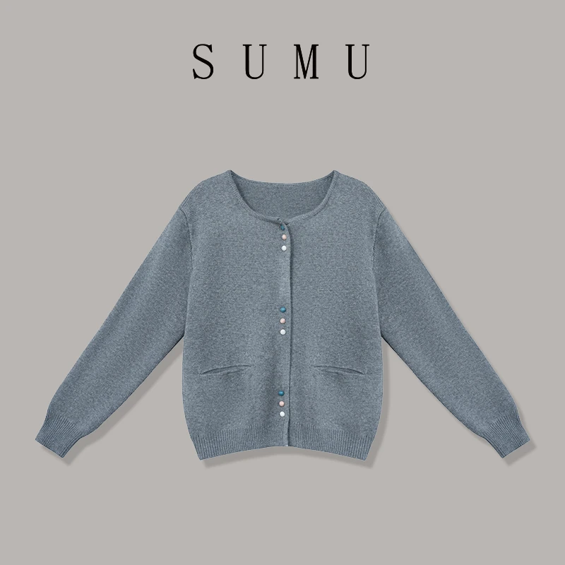 宿慕女款早秋上衣针织衫9-1秋季2024新款时尚百搭针织开衫C4500U