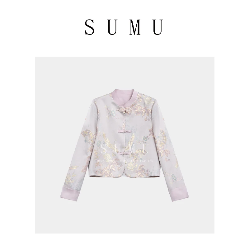 宿慕女装短款外套春夏新款新中式国风气质时尚长袖外套7635