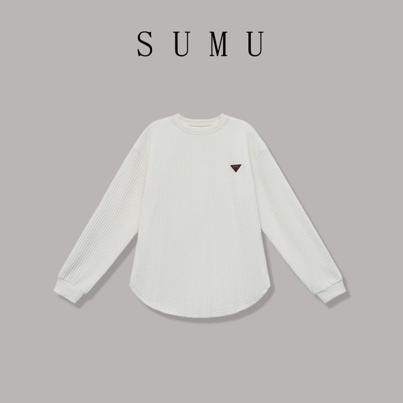 宿慕SUMU 女士加厚T恤 10-25秋冬新款时尚百搭休闲上衣B1901A