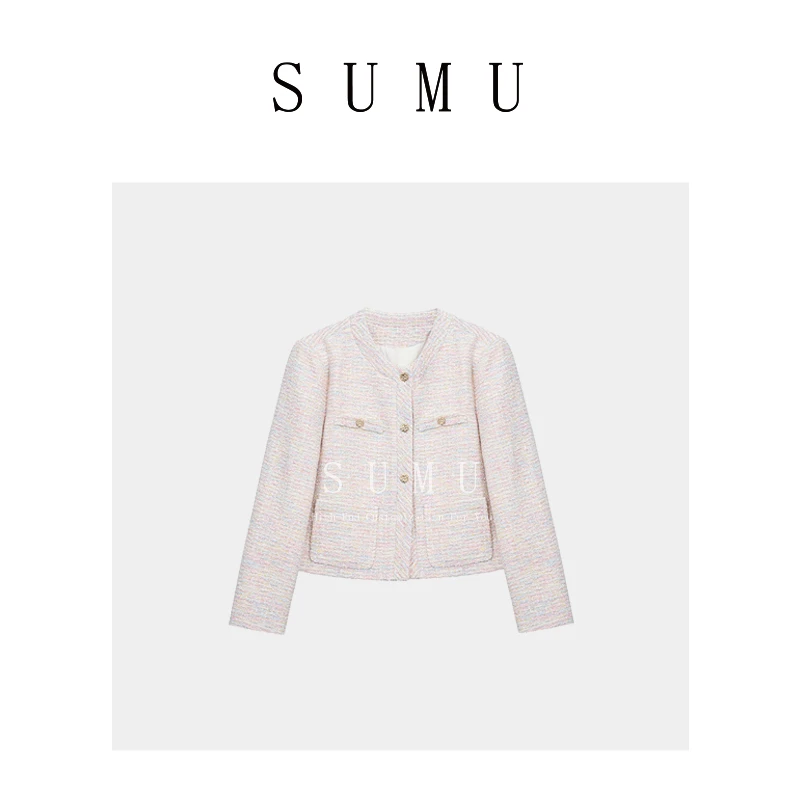 宿慕女款外套春夏新款气质百搭小香风短款外套女长袖上衣3733