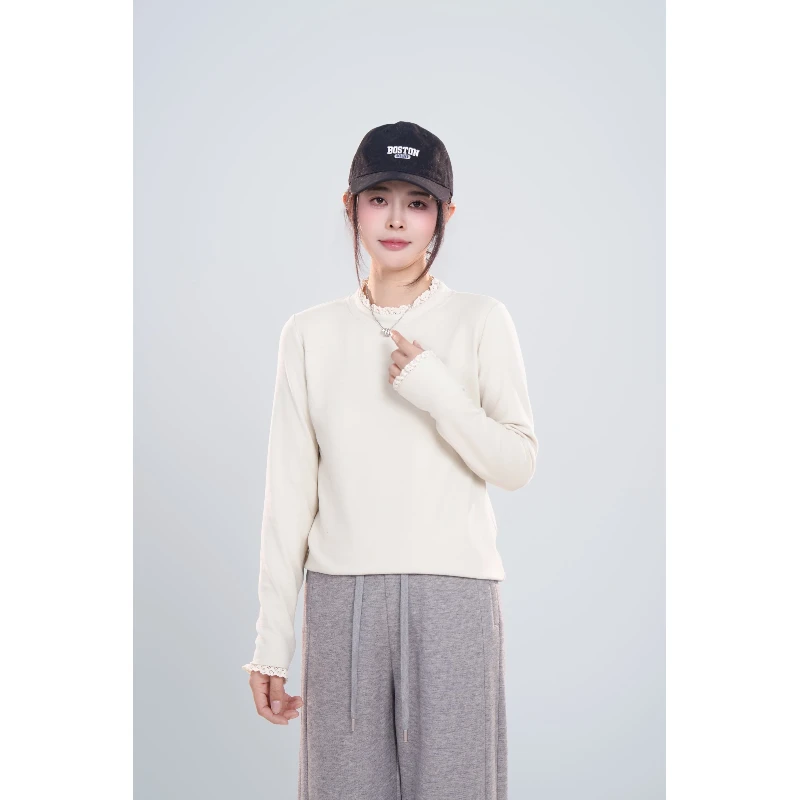 宿慕SUMU女款蕾丝拼打底衫 11-27冬季新款时尚百搭上衣B8002M