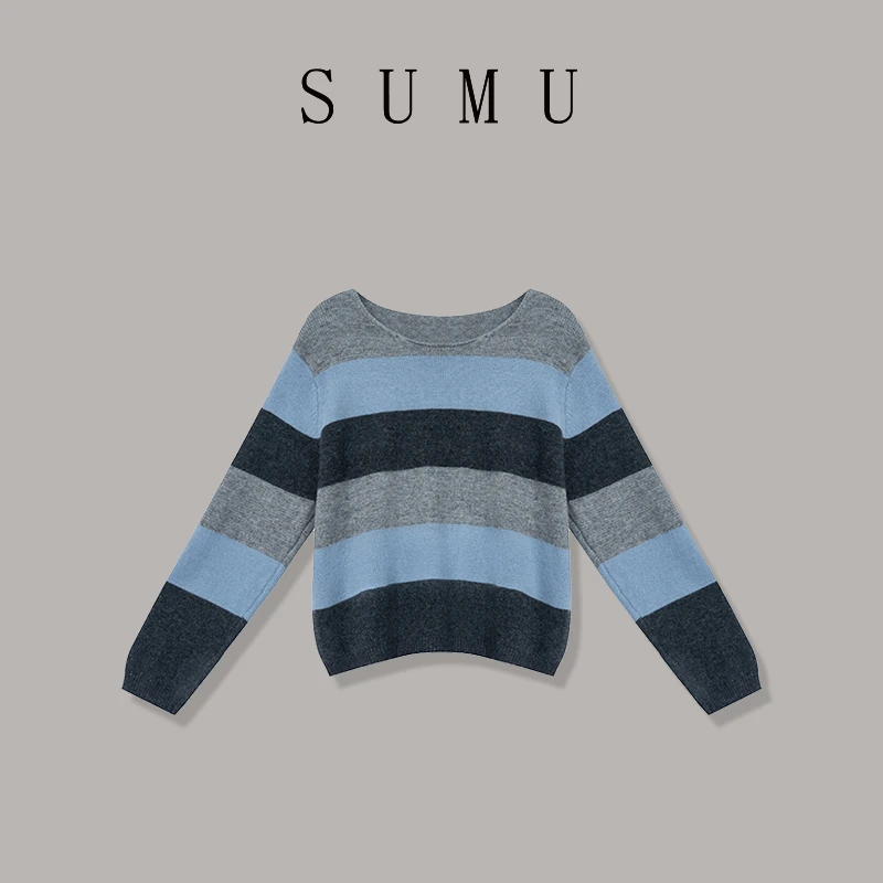 宿慕SUMU 女款针织衫 9-11秋季2024新款时尚百搭拼色针织衫C4501Z