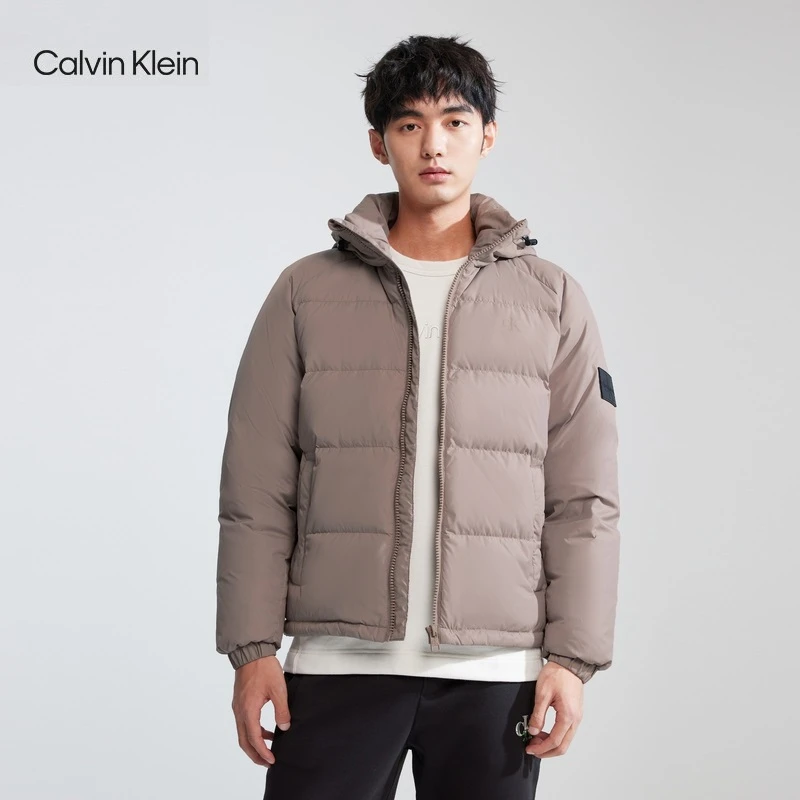 CK Jeans秋冬款情侣经典贴章连帽羽绒服J324341