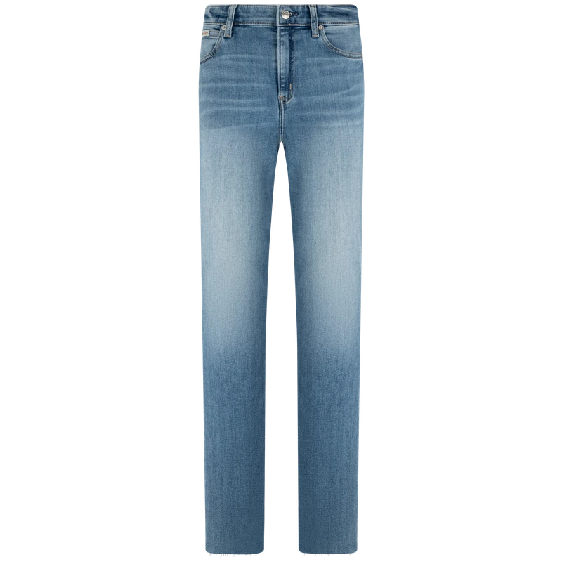 CK Jeans春秋新款女士复古毛边裤脚高腰修身微喇牛仔裤J224414