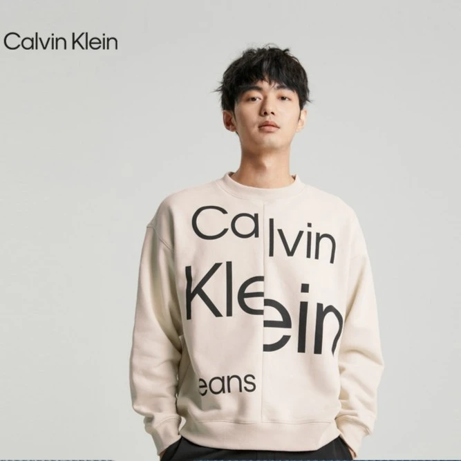 CK Jeans23秋冬新款男士时尚字母印花舒适抓绒圆领卫衣ZM02458