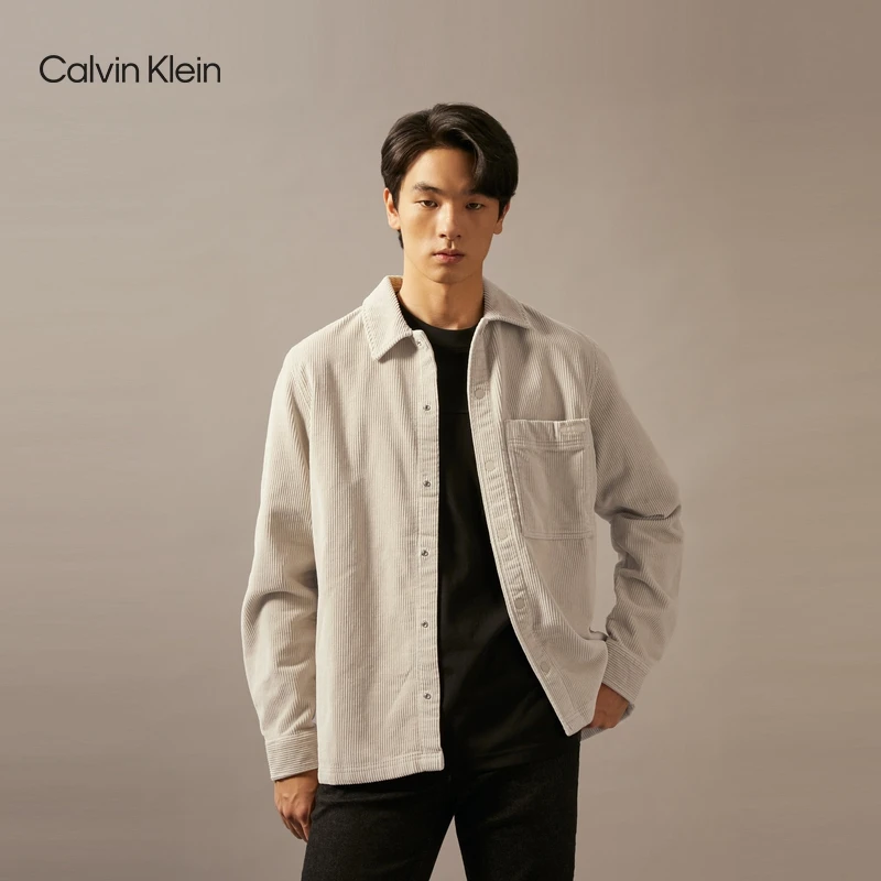 【帅克衫】CK Jeans春秋男士复古宽松纯棉灯芯绒衬衫外套J326678