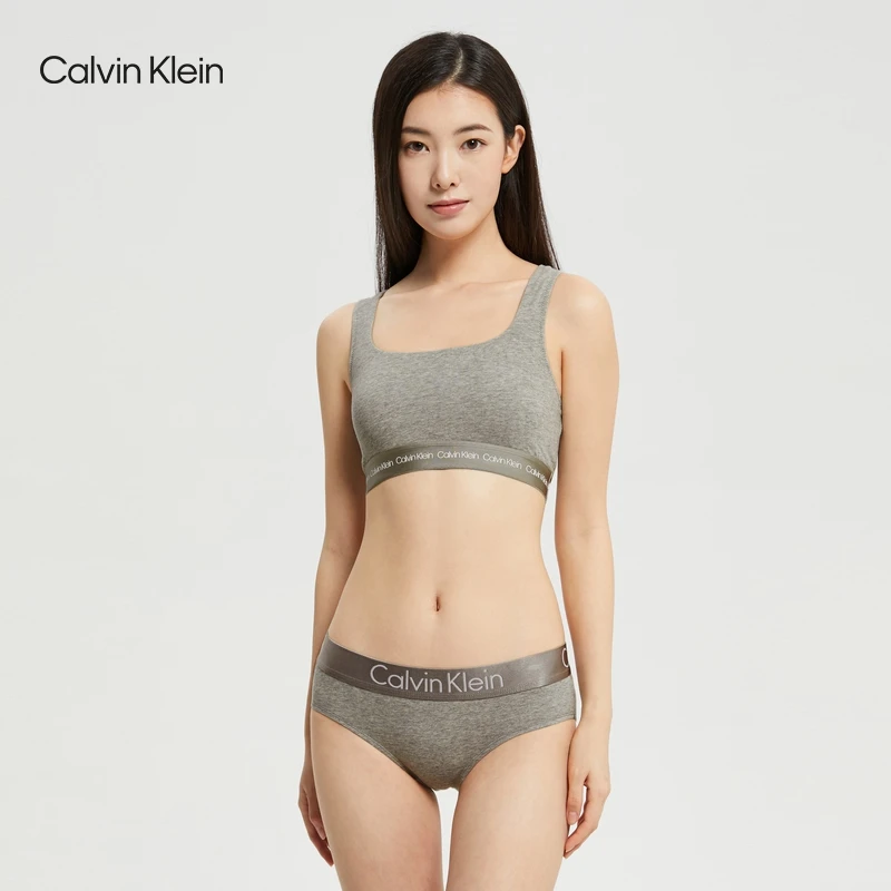 CK女款内衣女士循环LOGO舒适可卸衬垫无钢圈棉质透气文胸QP2630O