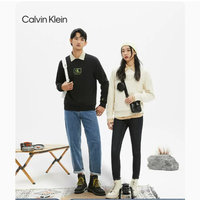 CK Jeans春秋男女情侣中性时尚潮流简约刺绣圆领针织卫衣J400136