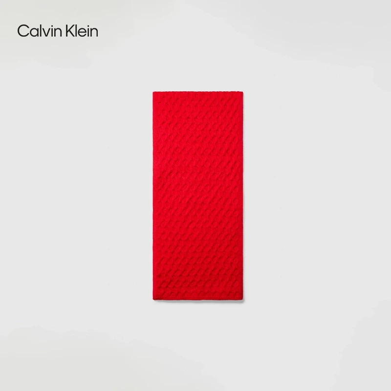 CK Jeans25早春男女同款本命年绞花肌理羊毛围脖围巾礼物40360MF