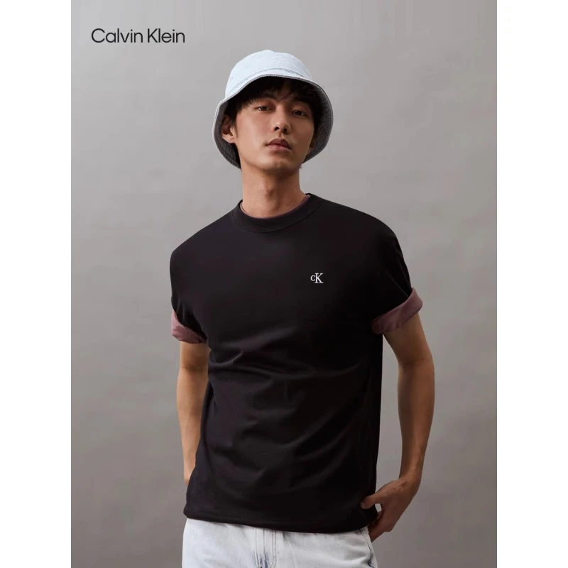 CK Jeans夏季男女情侣中性通勤纯棉落肩袖宽松圆领短袖T恤40HM229