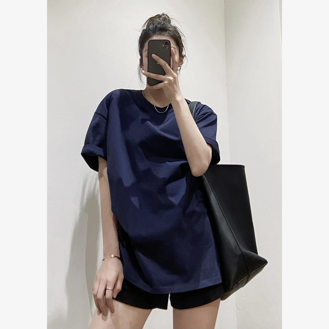 【极简系】重磅280克纯棉双纱宽松圆领套头纯色短袖T恤韩系男女款