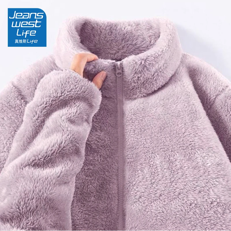 真维斯无界珊瑚绒加绒保暖短款外套女款爆款2025新款秋冬款小香风