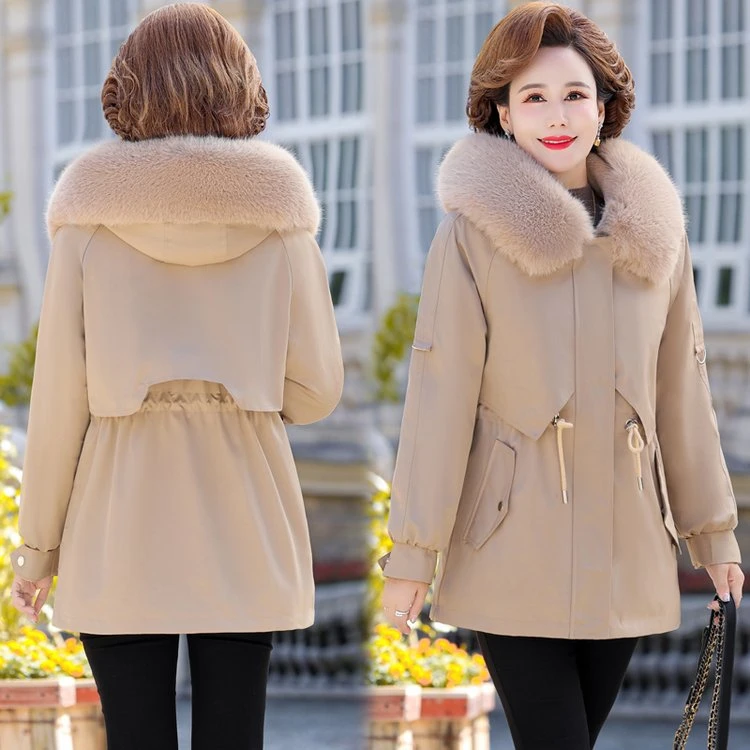 俞兆林妈妈新款冬装棉衣派克服洋气显瘦中长款加绒棉服中年女装加