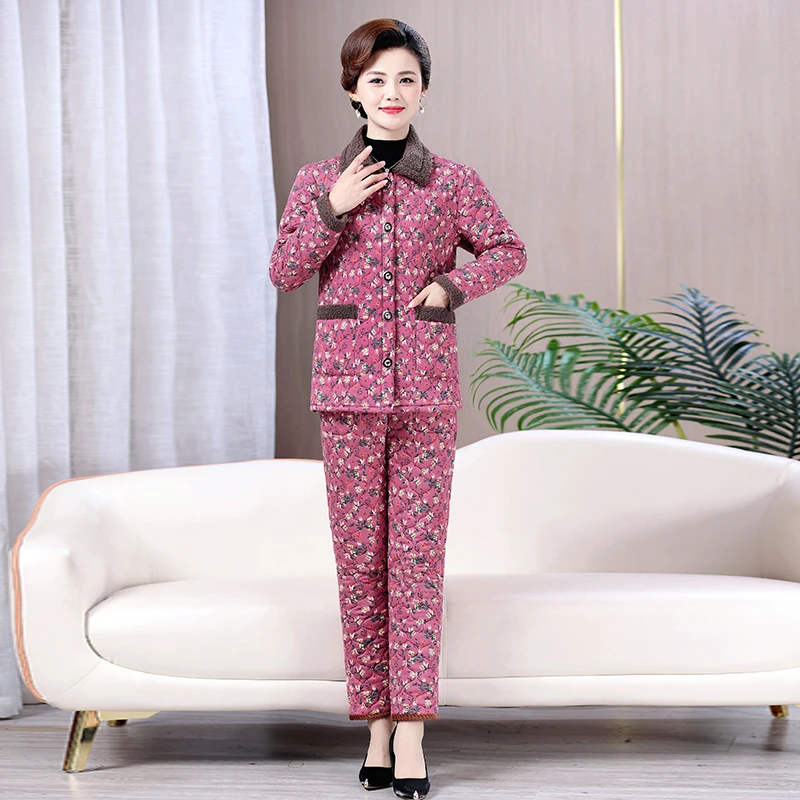 俞兆林中老年妈妈装棉袄棉裤套装洋气宽松时尚百搭加绒加厚两件套