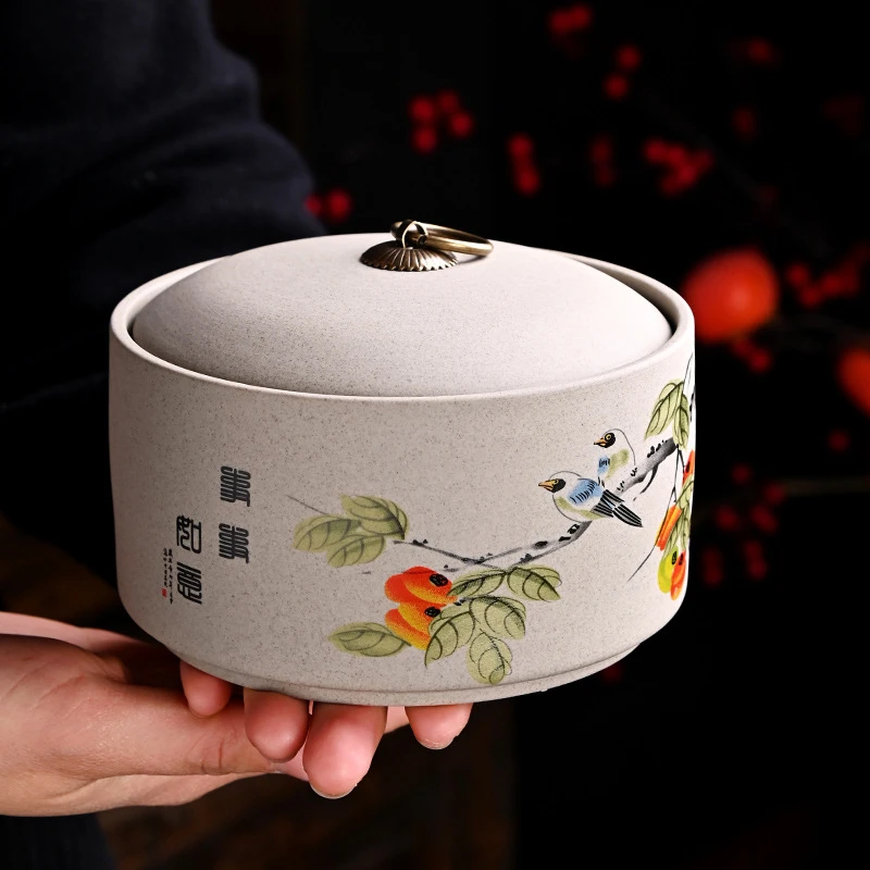 德化粗陶茶叶罐干果密封罐白茶铁观音储茶罐子红茶岩茶储存罐家用
