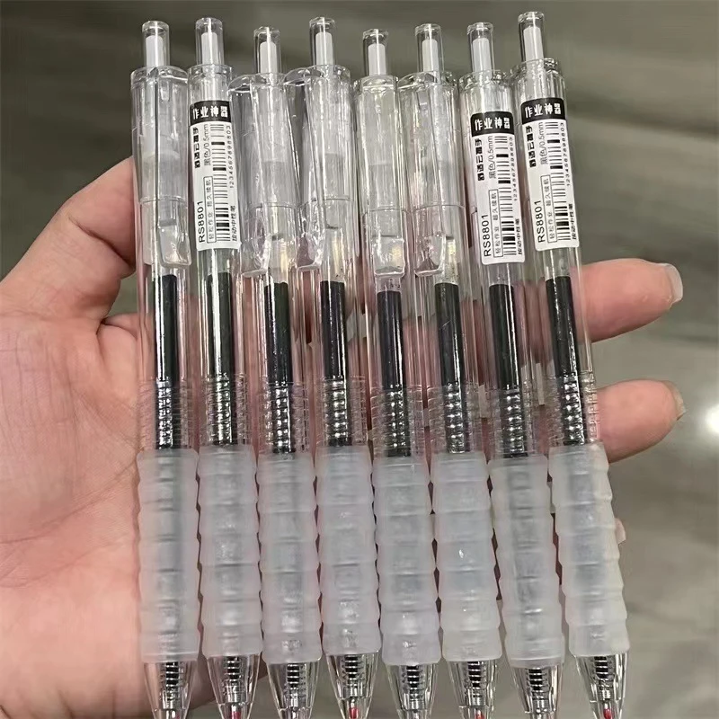 【10支】ST按动中性笔刷题硅胶笔握0.5mm黑色中性学生考试作业神器