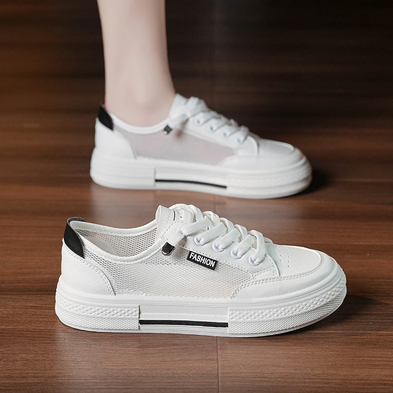 夏季网面鞋2025新款休闲鞋百搭女鞋运动小白鞋女平底板鞋软底软面