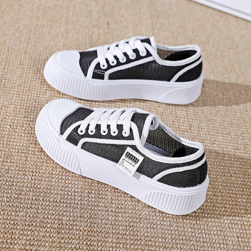 夏季网面鞋女2024新款帆布鞋时尚百搭休闲鞋透气平底薄款女鞋单鞋