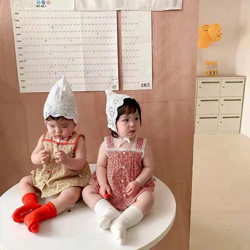 点兮婴童装夏季森系女宝无袖娃娃衫包屁衣套装韩版碎花