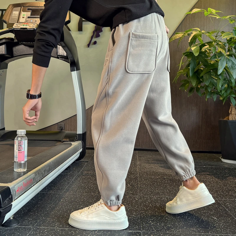 重磅刺绣卫裤男加绒束脚裤子潮流百搭运动裤秋冬季2024新款休闲裤