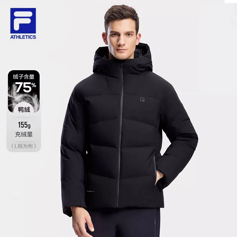 FILA斐乐男装【轻盈保暖连帽羽绒服】2023运动通勤外套A11M341904F