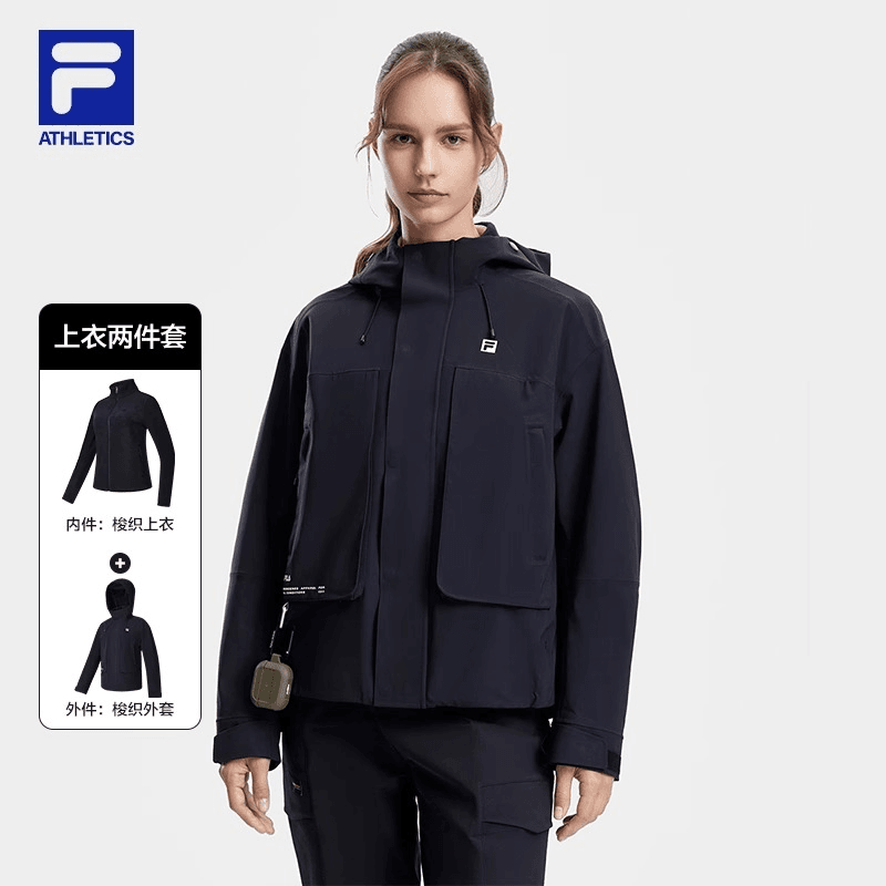 FILA斐乐女装【三合一户外机能外套】时尚连帽保暖外套A11W347507F