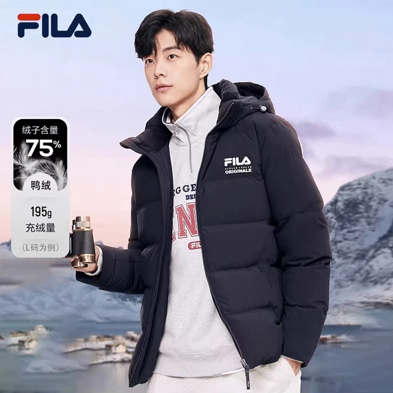 FILA斐乐男装【大LOGO连帽羽绒服】2023款字母保暖外套F11M349909F