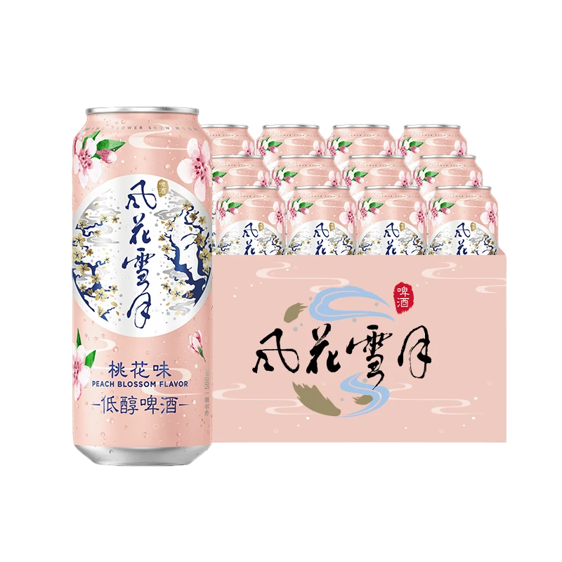 【25年1月29日到期】风花雪月低醇果酒桃花口味500ml*12罐