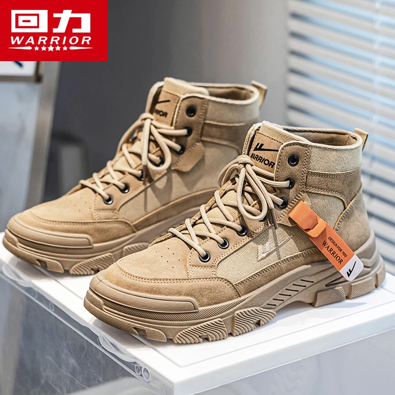 Warrior/回力男鞋马丁靴2025秋季新款百搭运动休闲高帮厚底工装靴