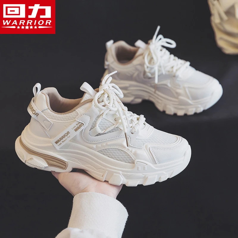 Warrior/回力女鞋老爹鞋2025夏季新款潮流百搭增高网面透气厚底鞋