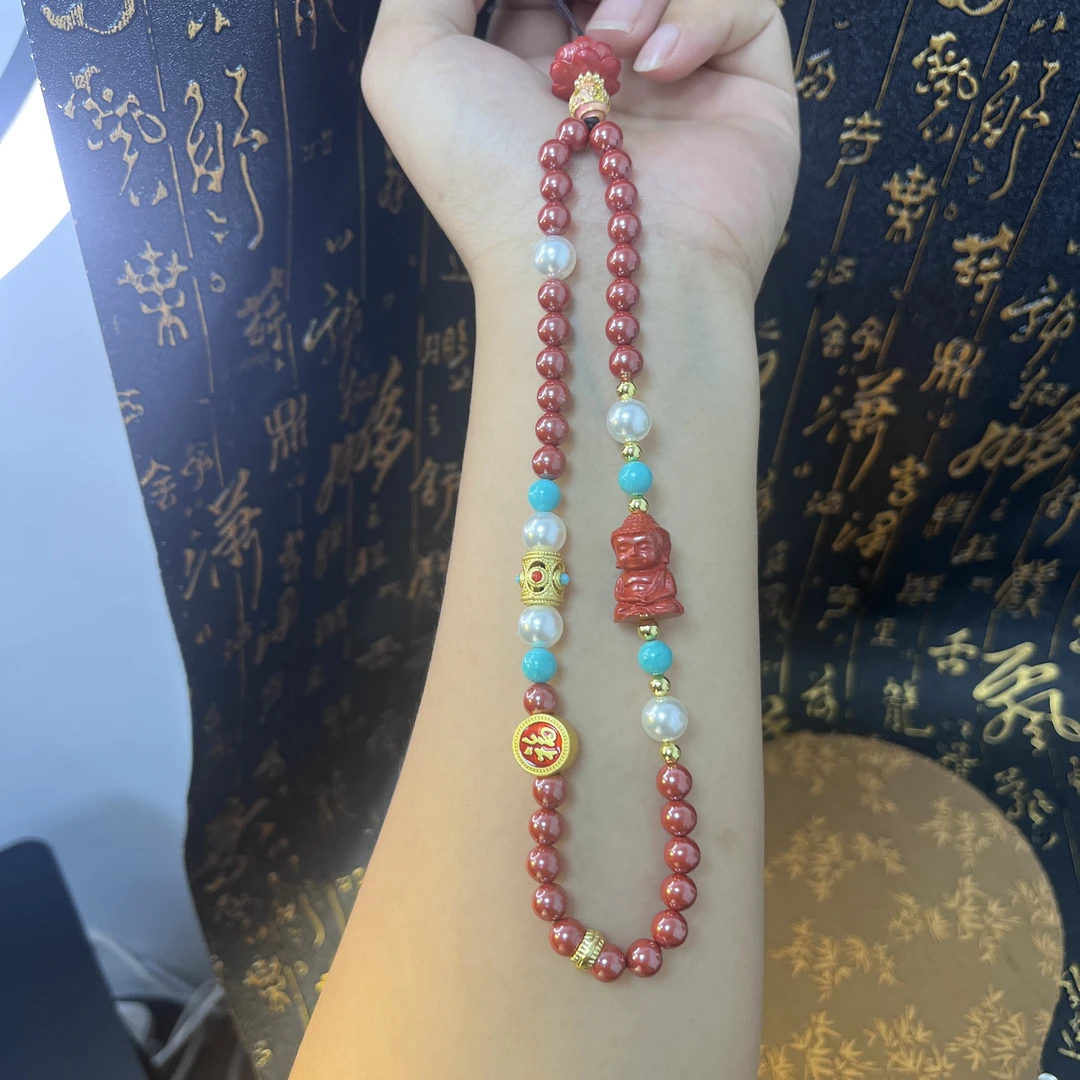 天然辰砂帝王砂（处理）朱砂精美手机链