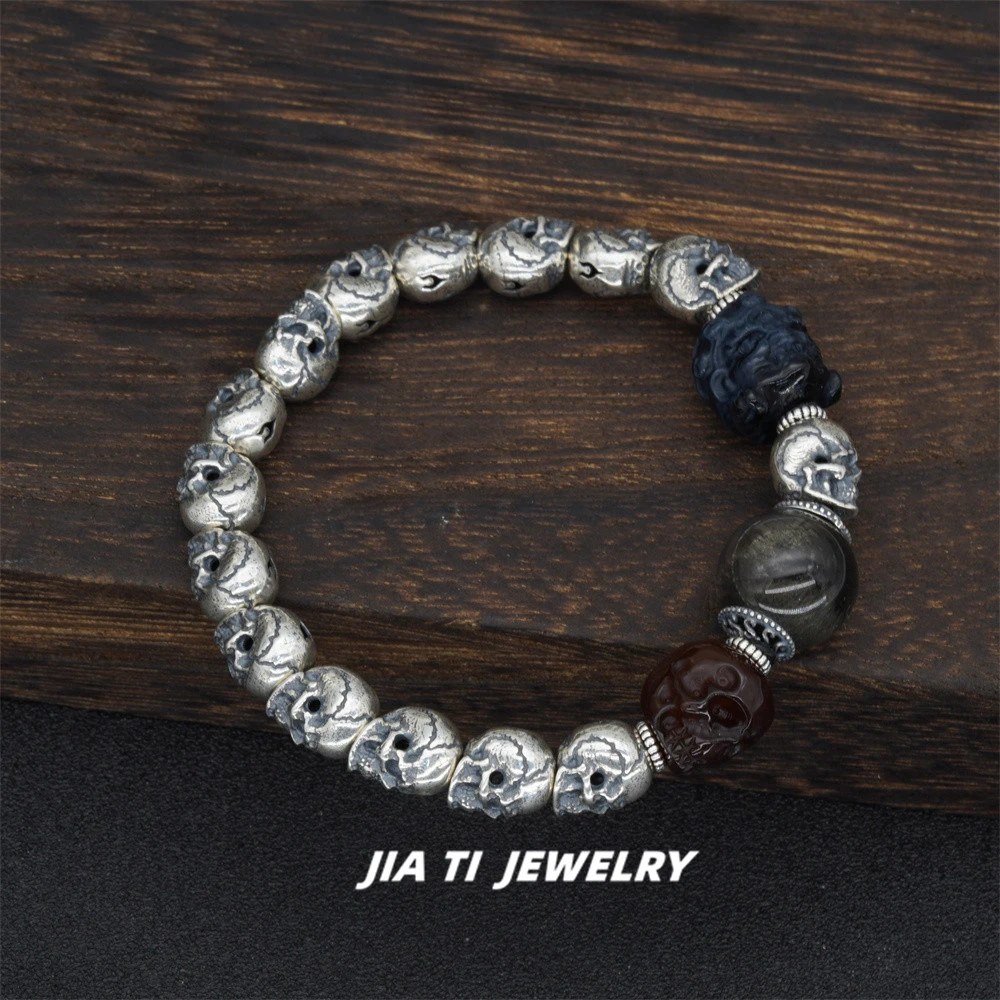 925银银制品 DIY原创设计款个性小众风格尸陀林银饰手串