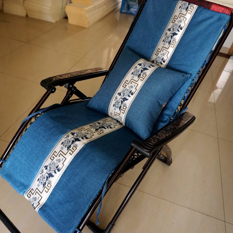 棉麻躺椅垫办公室折叠摇椅长坐垫靠垫绣花午休垫懒人垫薄沙发垫