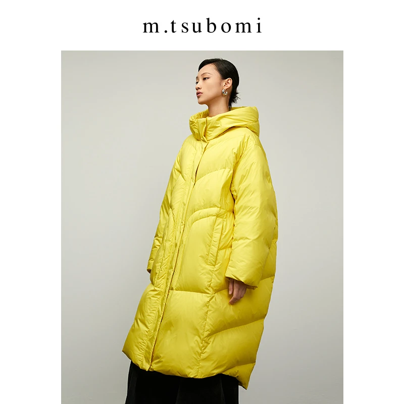 M.TSUBOMI/子苞米【新年】白鸭绒宽松连帽中长款轻羽绒热力感