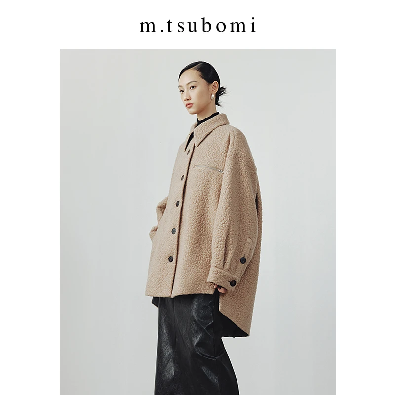 M.TSUBOMI/子苞米【新年、龙年】衬衫式设计感纯羊毛颗粒感大衣
