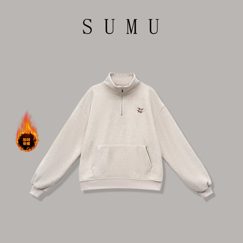 宿慕SUMU 女款加绒重工卫衣10-18冬款2024新款时尚百搭卫衣B1901P