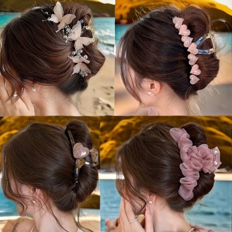 超仙蝴蝶大号发卡盘发气质抓夹女新款发夹后脑勺鲨鱼夹后脑勺抓夹