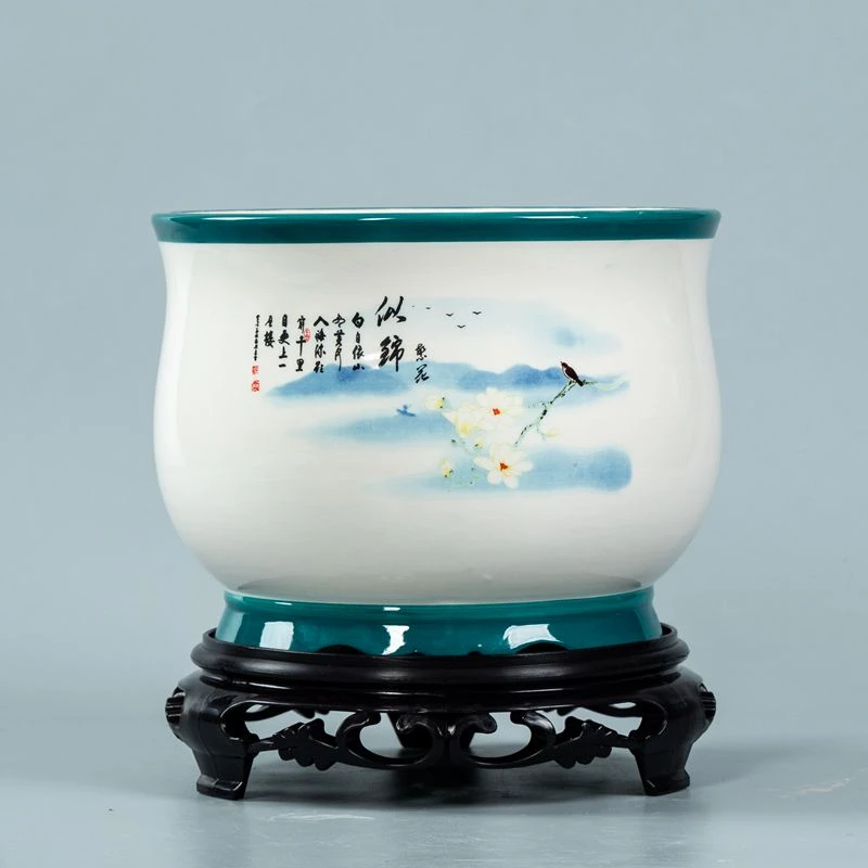花盆陶瓷大号兰花带底座简约特价中国风透气绿植桌面蝴蝶兰植物盆