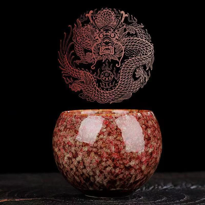 正品【玫瑰】窑变高端窑变龙单杯不倒杯天目釉茶具高端茶器主人杯