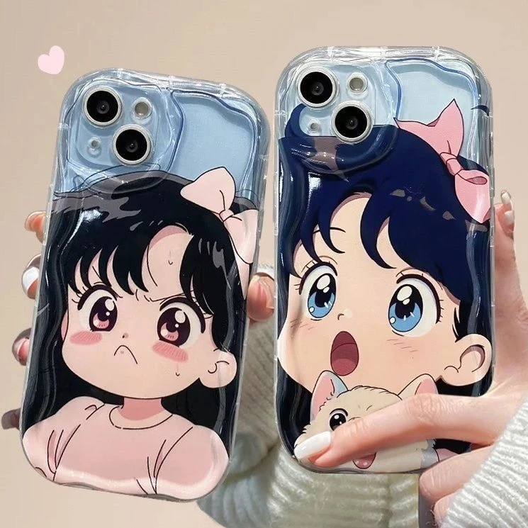 苹果/华为/OPPO/VIVO/小米适用手机壳iPhone14透少女涂鸦支架动漫