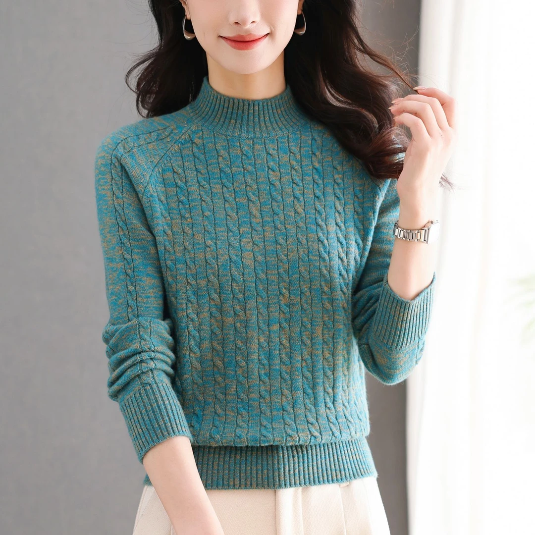 秋冬加厚半高领毛衣洋气套头宽松百搭气质时尚打底衫气质中年女装