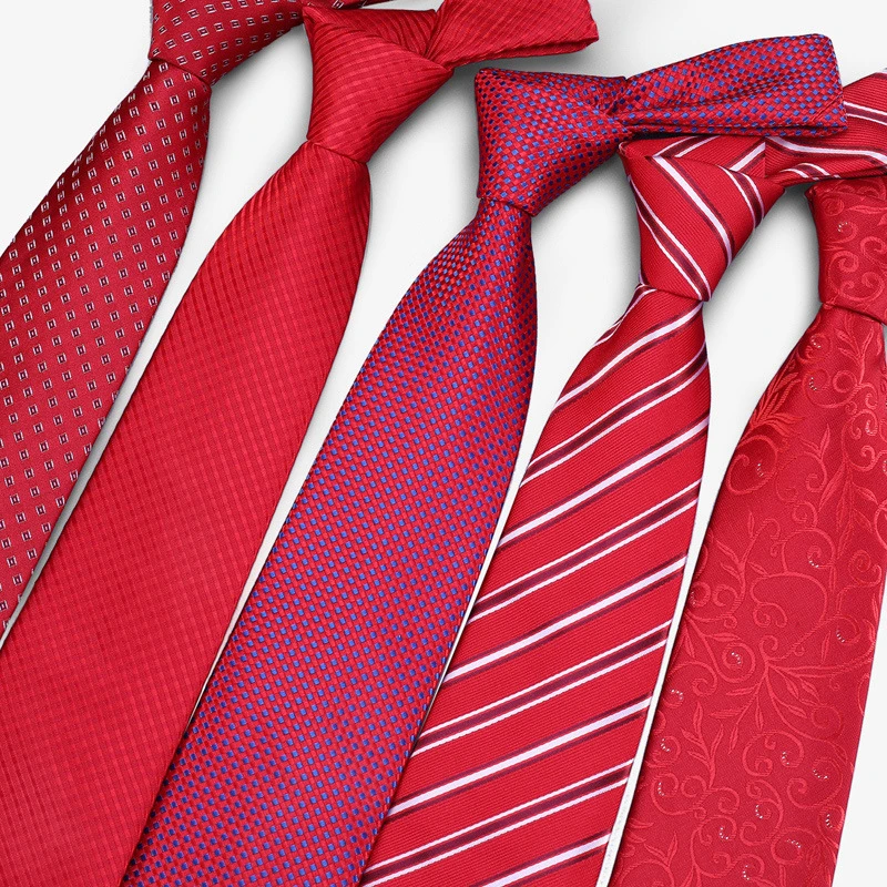 领带男士正装商务红色结婚新郎婚礼韩版女酒红色一易拉得懒人拉链