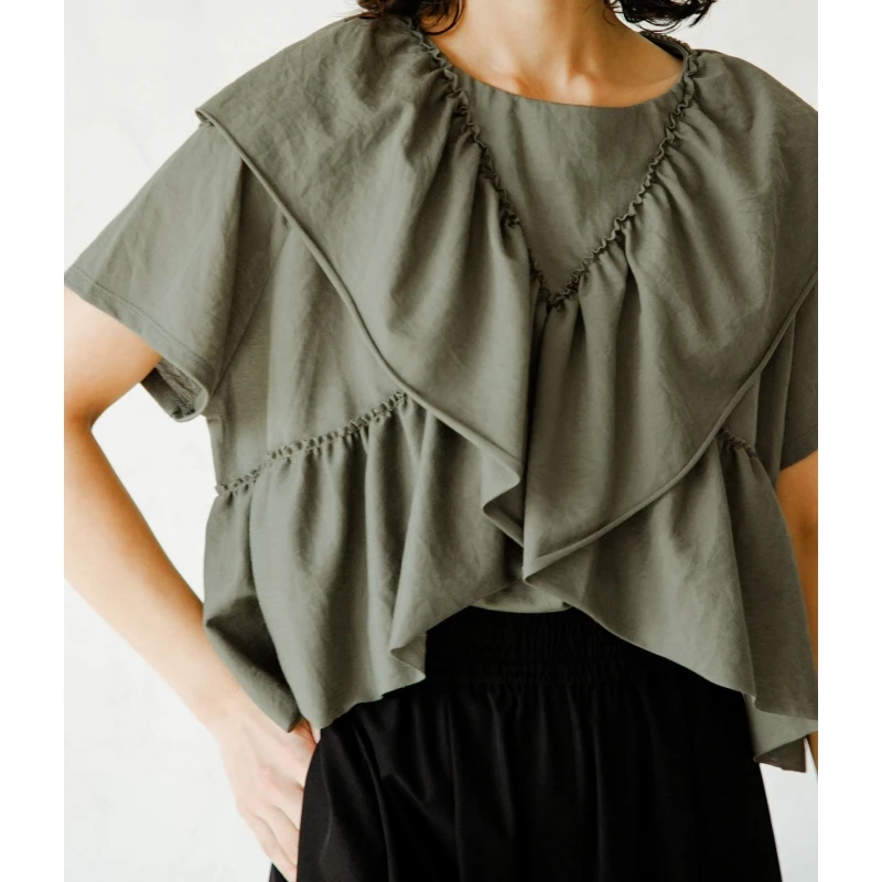 【ARINA】日系品牌 夏季新款 L 荷叶边显瘦设计感气质百搭衬衫