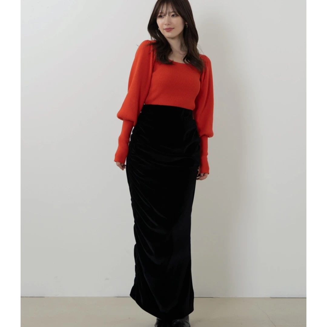 【MonTendre】 春季上新 S 百搭轻奢显瘦方领泡泡袖针织衫