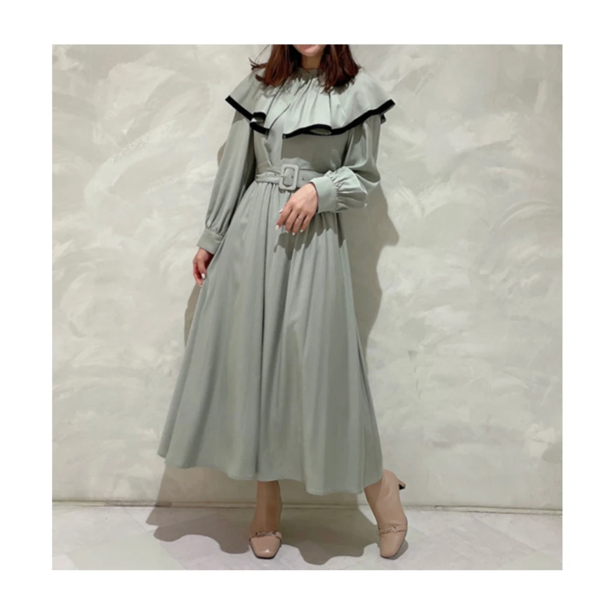 【ARINA】日系品牌 可拆卸 31 斗篷披肩收腰显瘦纯色连衣裙两穿