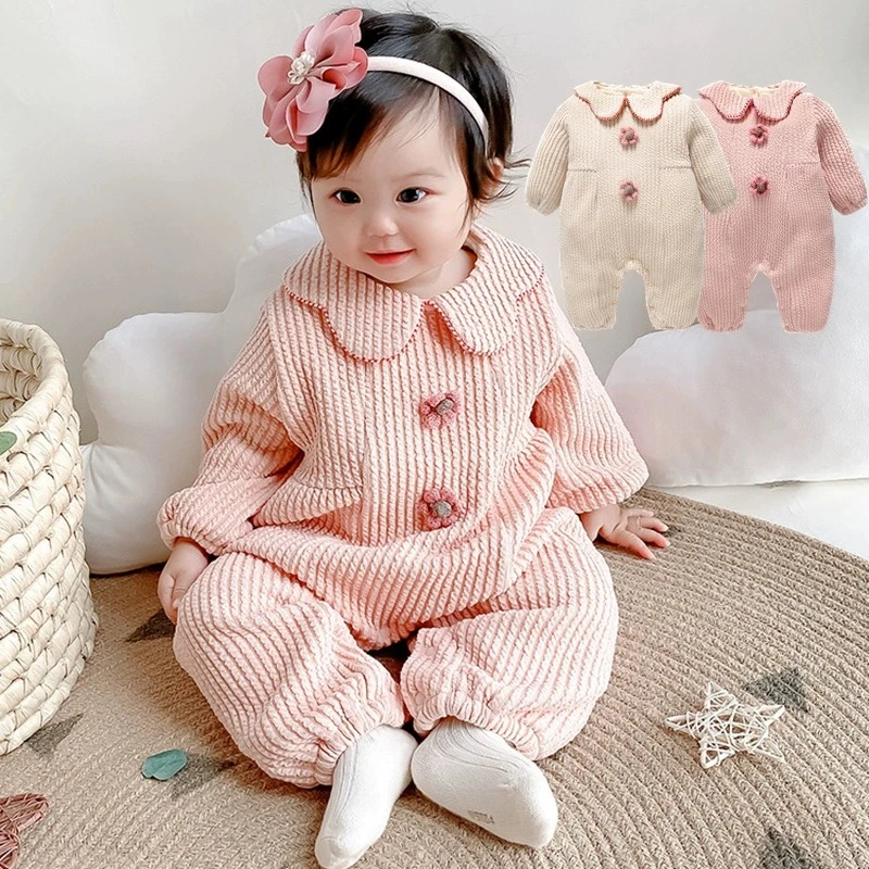 【塔塔米】韩版婴儿可爱娃娃领春秋款连体衣宝宝包屁两色爬服外