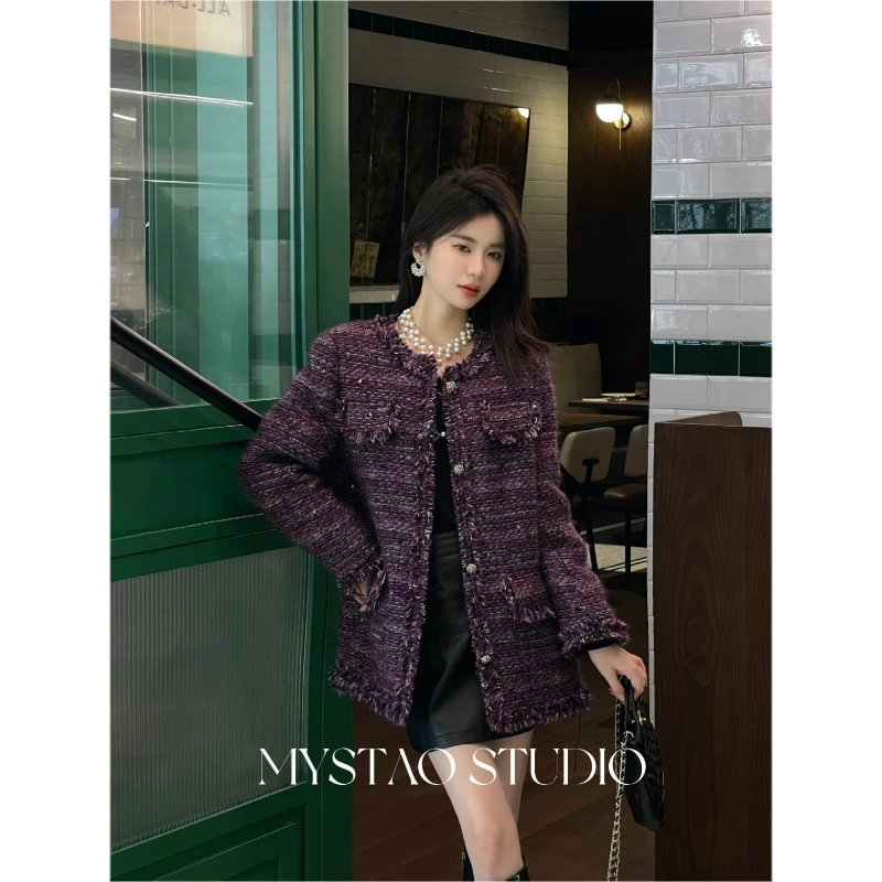 WAIHAN原创高定【罗兰庄园】小香轻奢女人味亮片羽绒外套LM261071