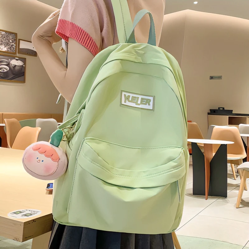 夏季新款简约森系韩版春游双肩包大学生书包女生高中初中学生日系