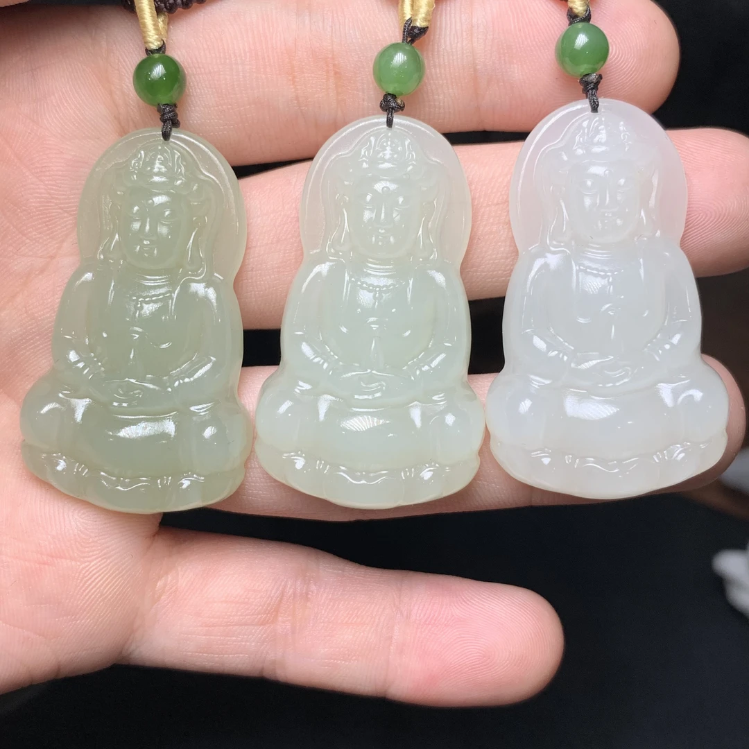 和田玉观音吊坠-1224004-JY （45*26*7mm）多样性发一